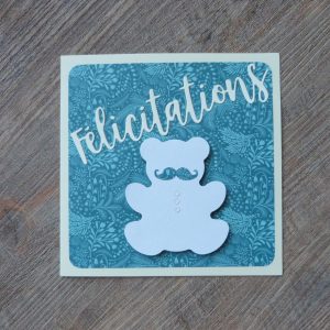 Carte félicitations "Ourson moustachu"