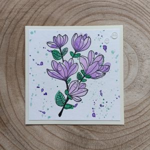 Carte Fleurs violettes Aquarelle