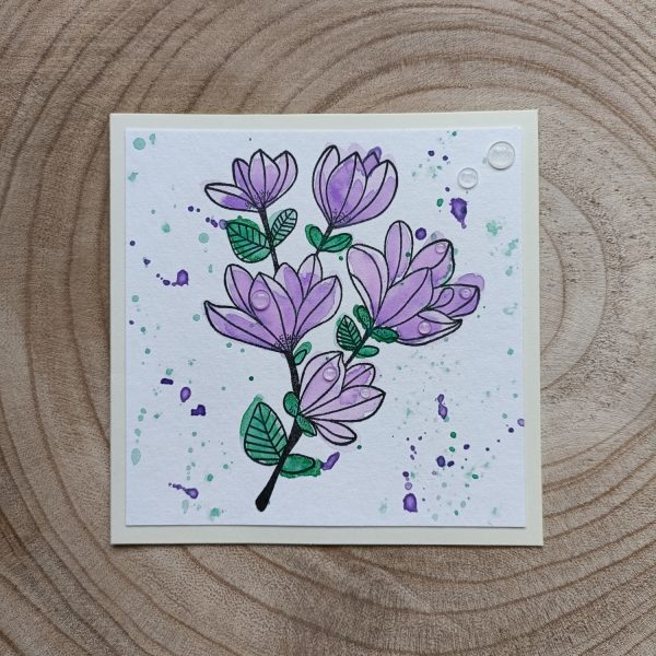 Carte Fleurs violettes Aquarelle